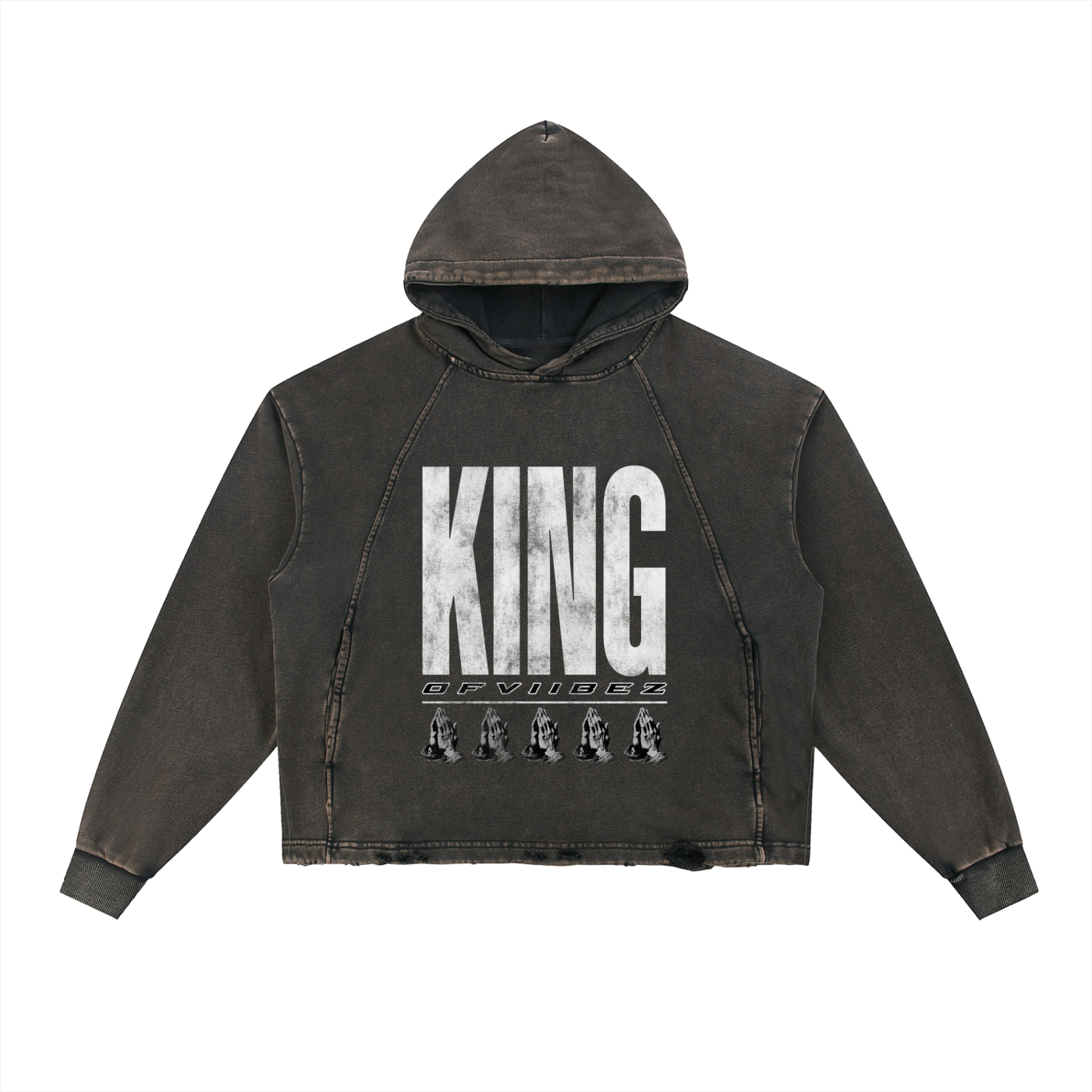 P.U.S.H Vintage Washed Frayed-Hem Hoodie