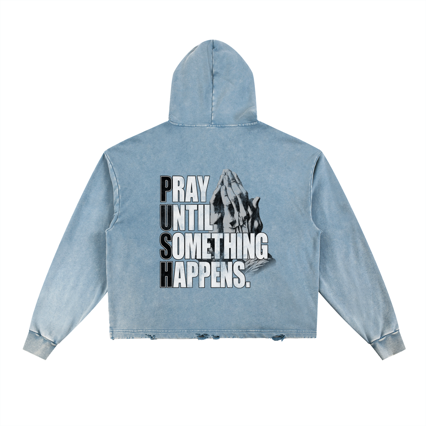 P.U.S.H Vintage Washed Frayed-Hem Hoodie