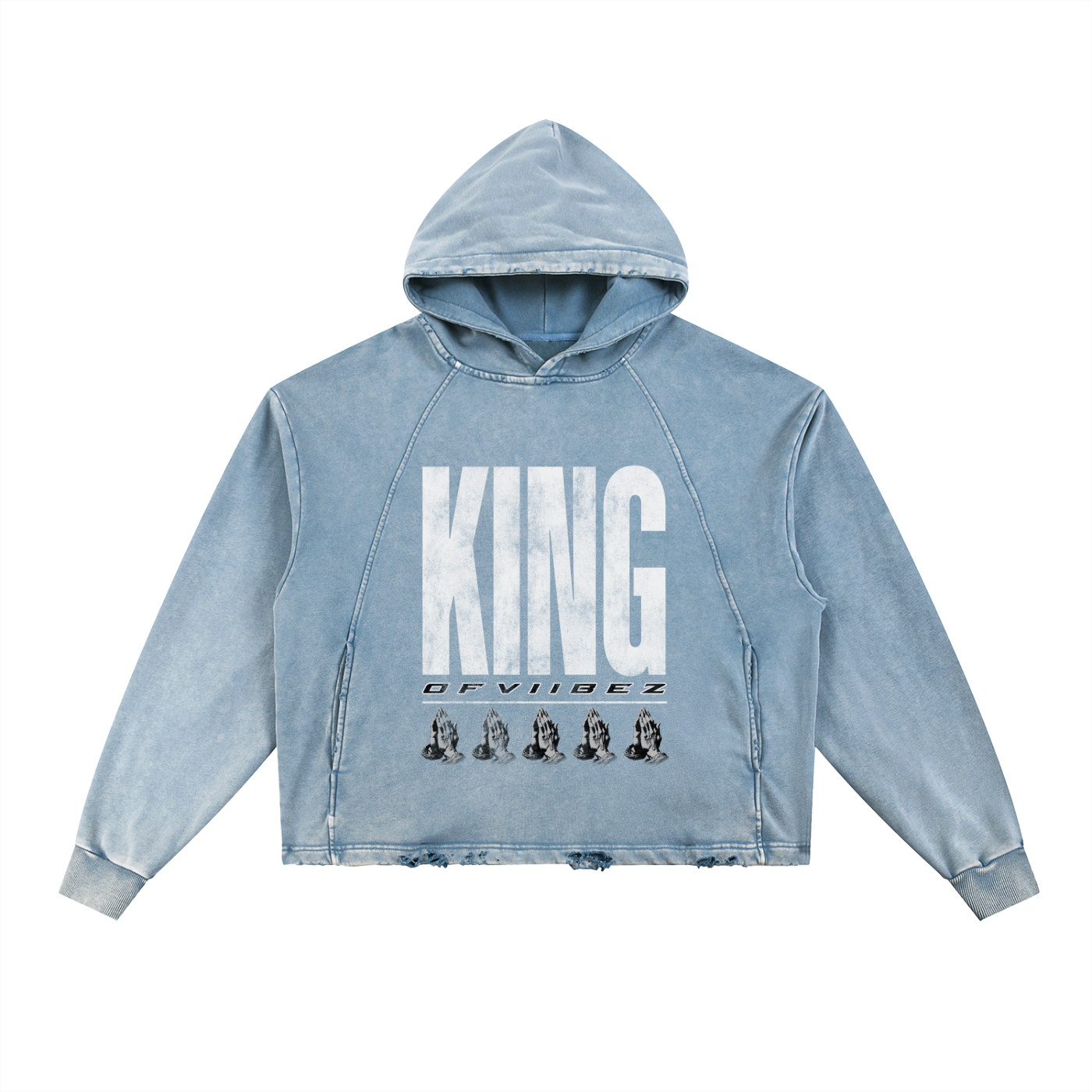 P.U.S.H Vintage Washed Frayed-Hem Hoodie