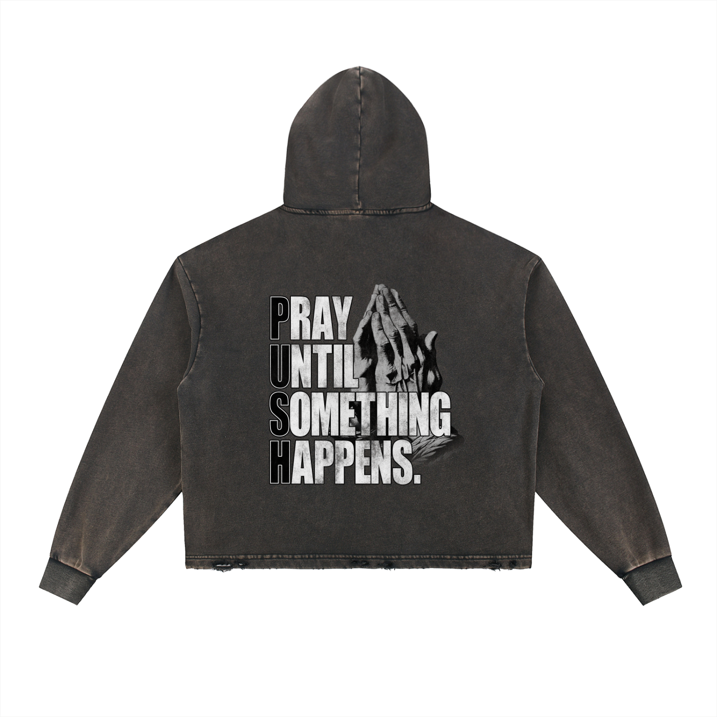 P.U.S.H Vintage Washed Frayed-Hem Hoodie