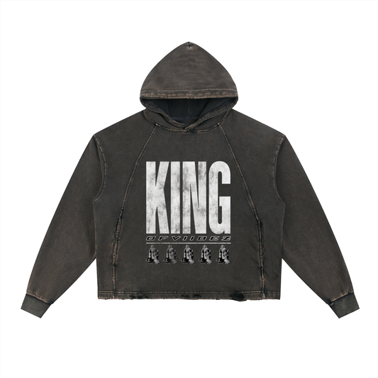 P.U.S.H Vintage Washed Frayed-Hem Hoodie