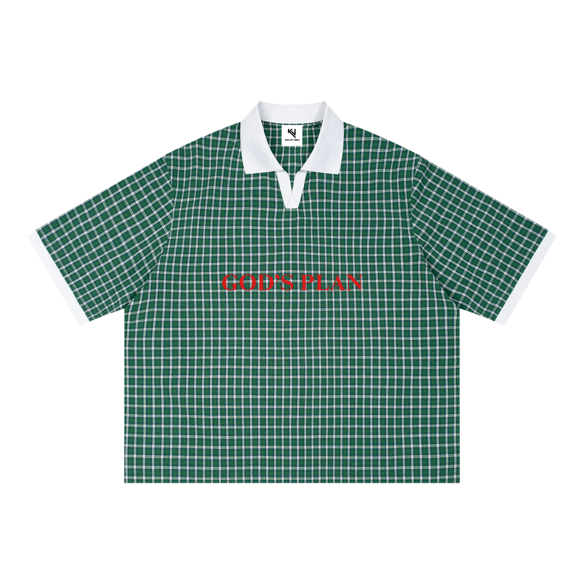 Boxy Plaid Color Block Polo Shirt