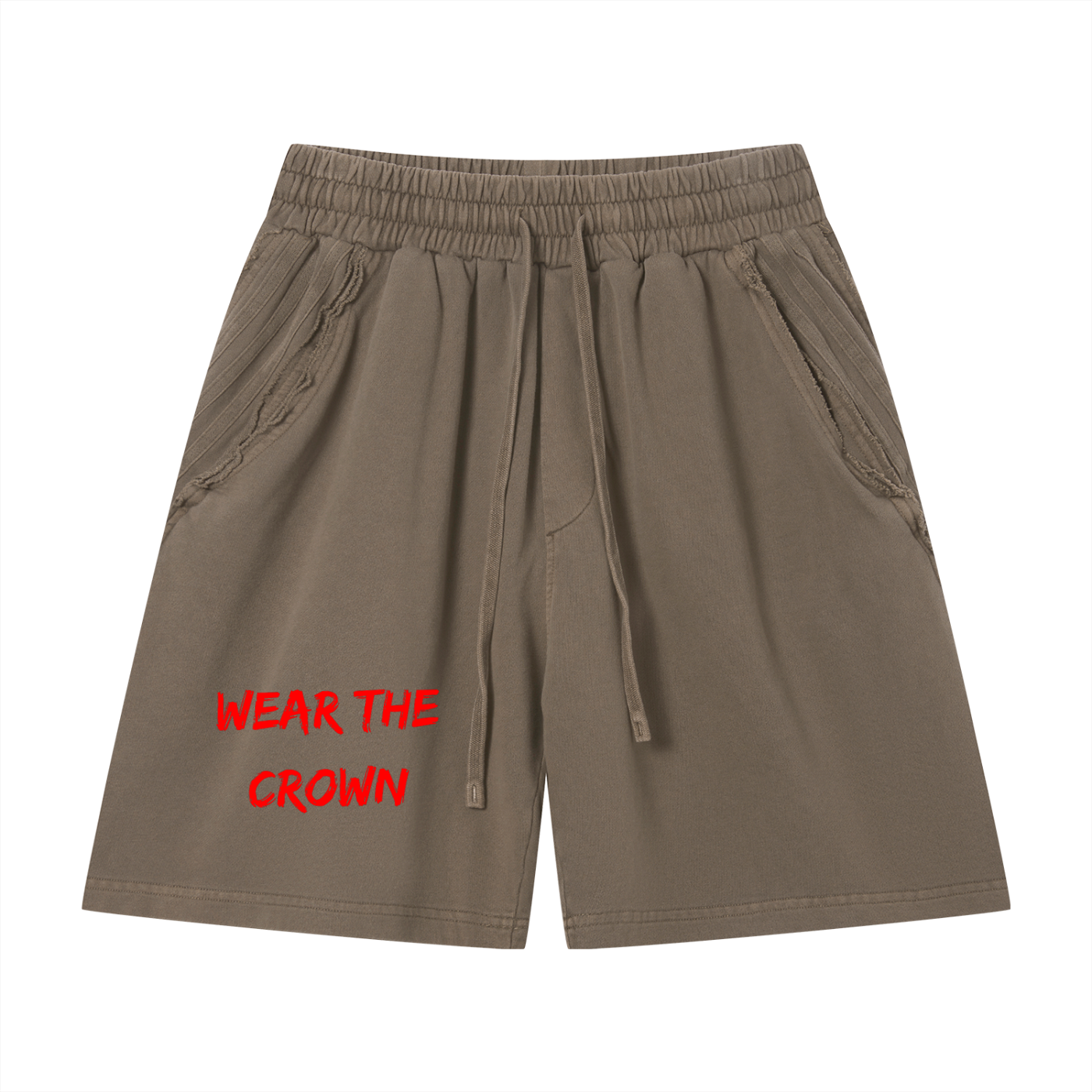 Vintage “Wear The Crown” Wash Raw Edge Shorts