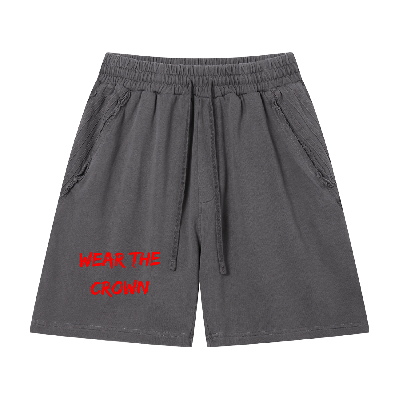 Vintage “Wear The Crown” Wash Raw Edge Shorts