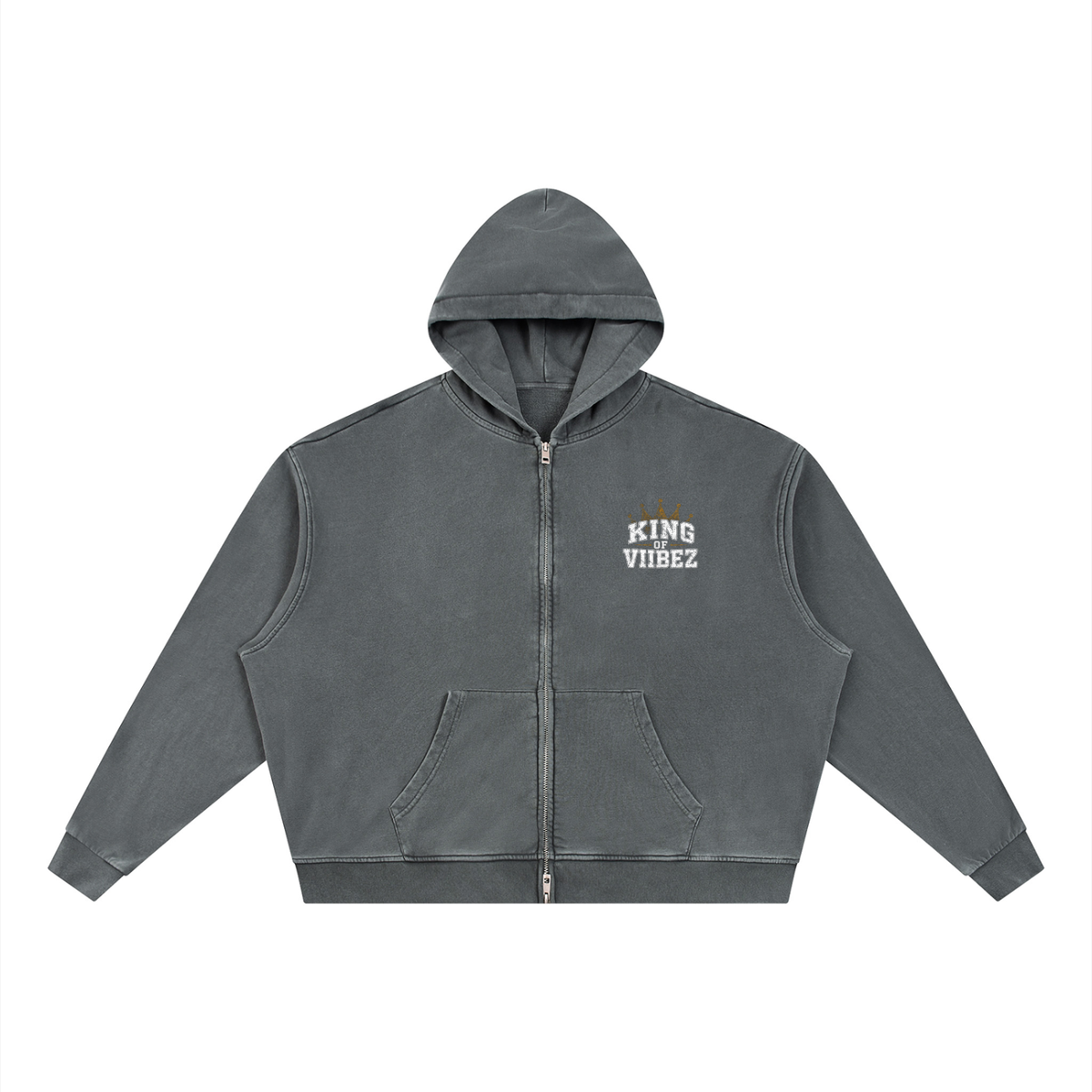 Vintage Wash Full Zip Boxy Hoodie