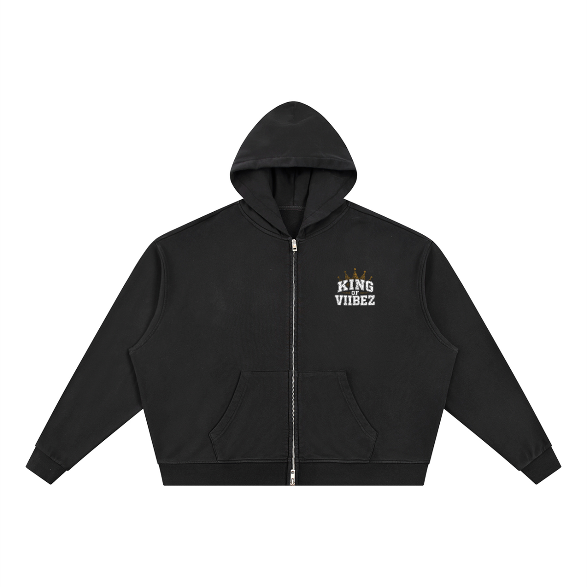 Vintage Wash Full Zip Boxy Hoodie