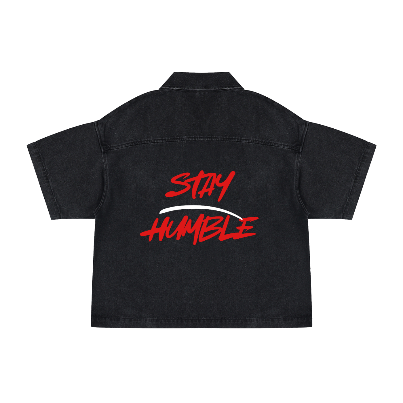 Stay Humble Boxy Quarter-Zip Denim