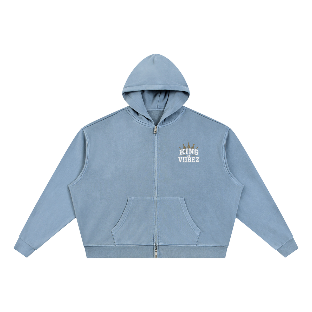 Vintage Wash Full Zip Boxy Hoodie
