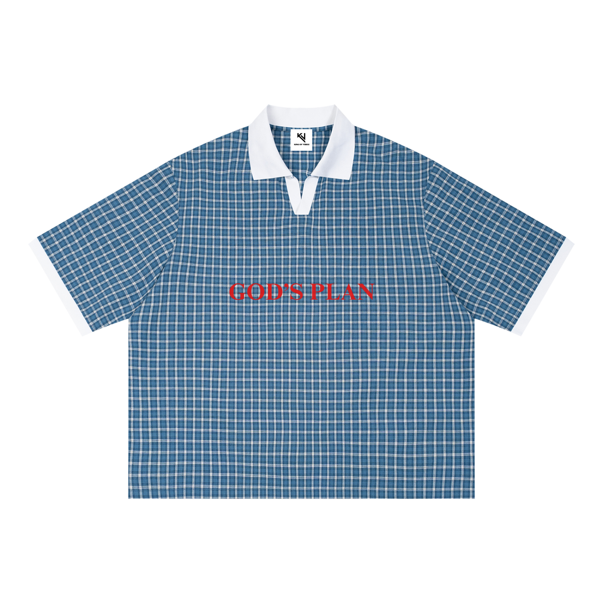 Boxy Plaid Color Block Polo Shirt